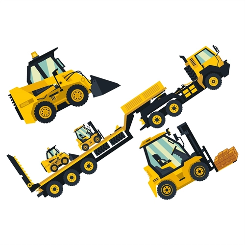 Construction Theme Heavy Vehicles Transparent Sticker Set